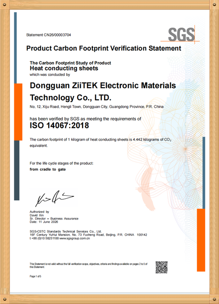 中国 Dongguan Ziitek Electronical Material and Technology Co., Ltd 認証